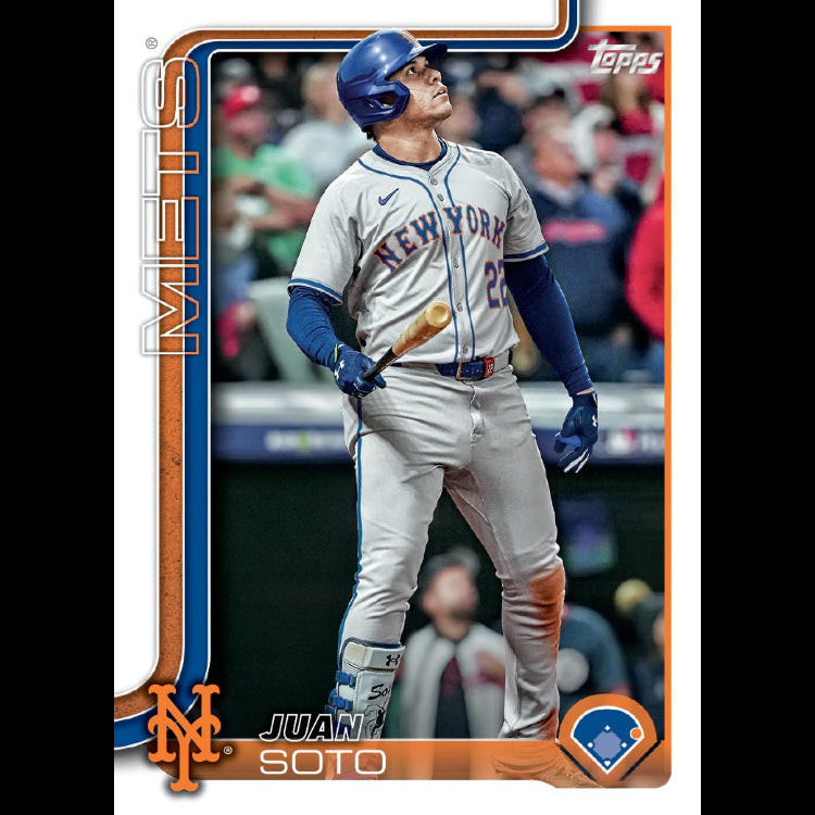 Baseball trading card of a player in a New York Mets uniform with 'Topps' branding. SOTO 