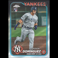 Baseball trading card of Jasson Dominguez with New York Yankees logo