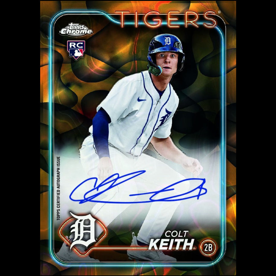 Baseball trading card of Colt Keith with 'Tigers' branding and autograph