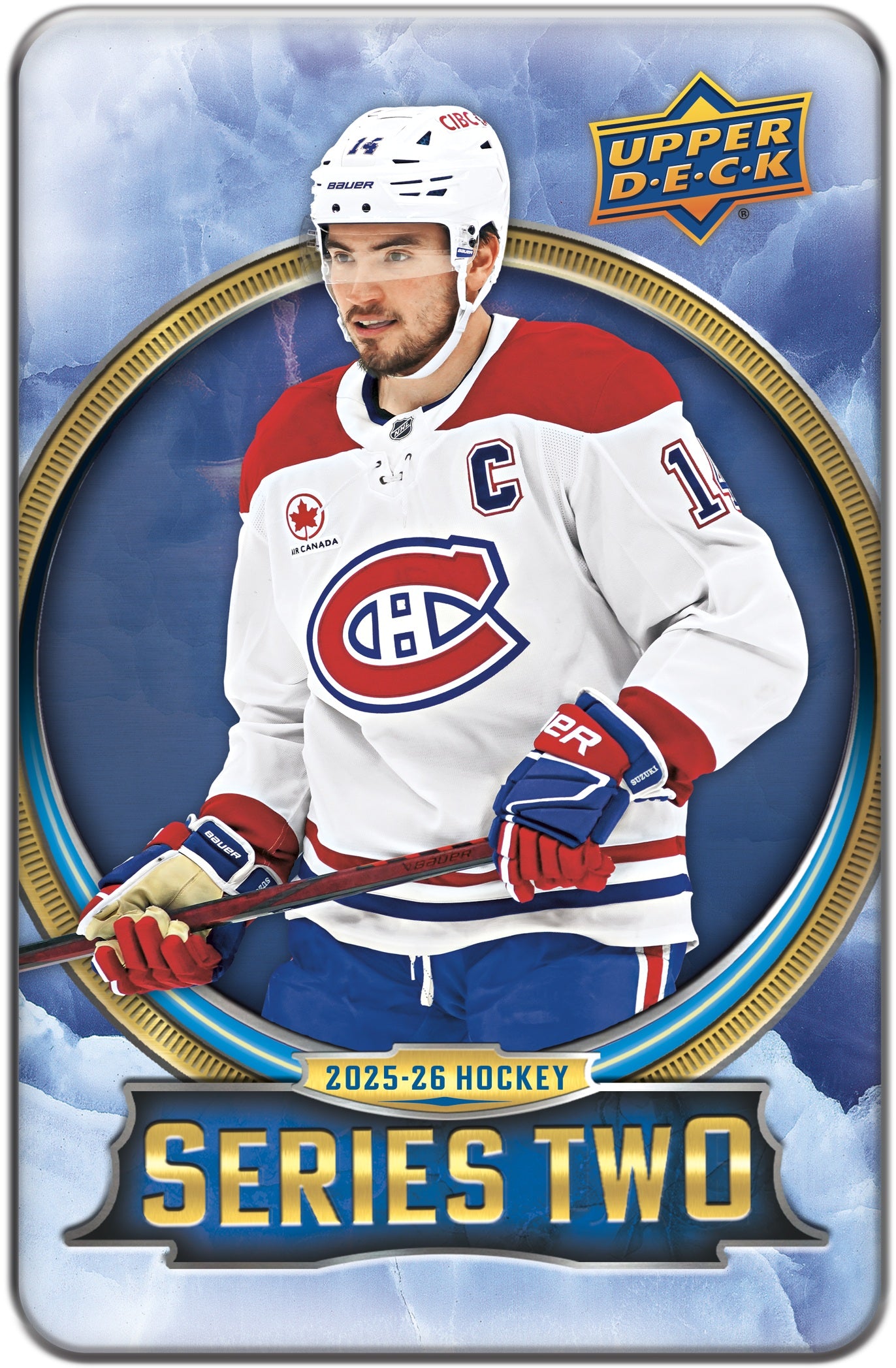 Hockey trading card featuring a player in a Montreal Canadiens jersey with 'Upper Deck' branding.