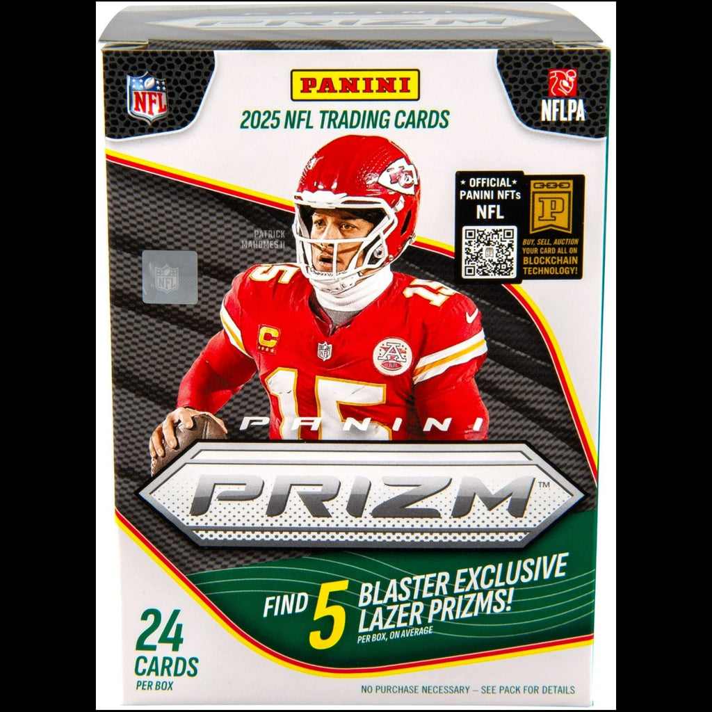 Panini 2025 NFL trading card pack with a football player in a red uniform on the front.